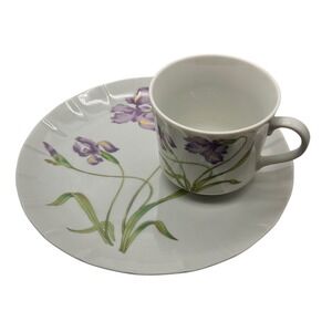Ebeling & Reuss Golden Crown Iris Sweet Flower Cup and Snack‎ Plate Set